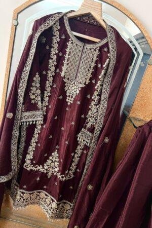 Party Wear Chinon Silk Fabric Kurti pair