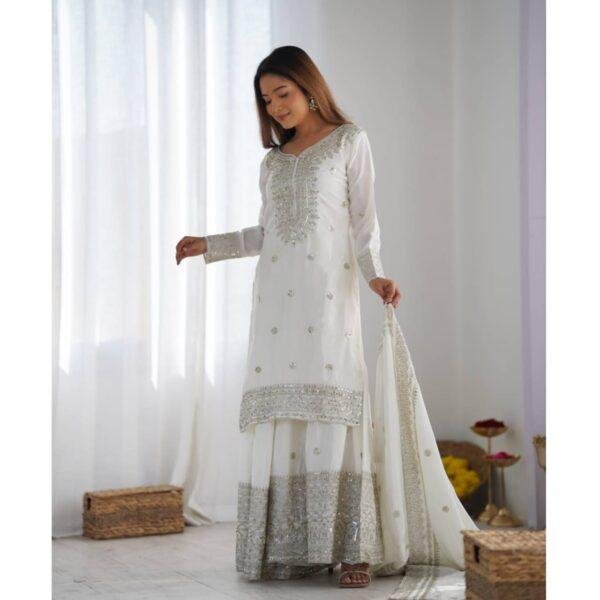 Heavy Chinnon Silk With Embroidery