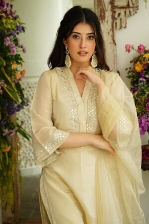 Elegant Off-White Chanderi Suit