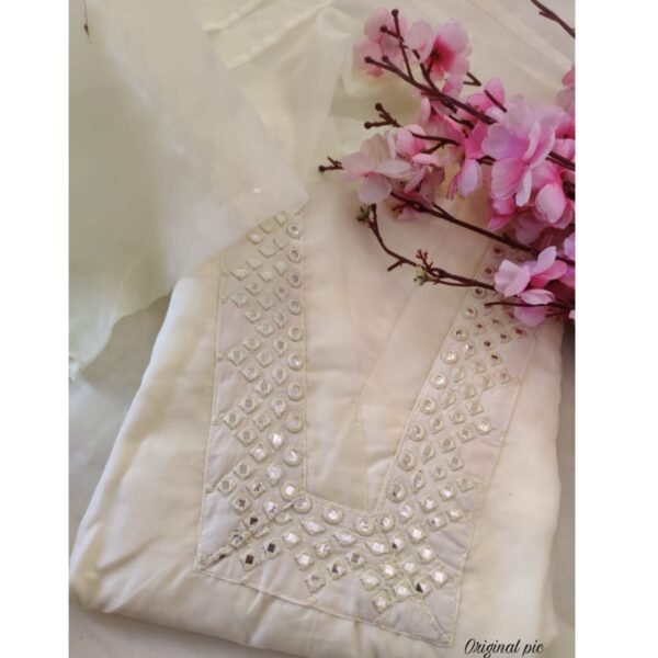 Elegant Off-White Chanderi Suit - Image 5