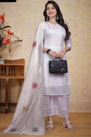 Premium Gorgete Top with beautiful chikankari