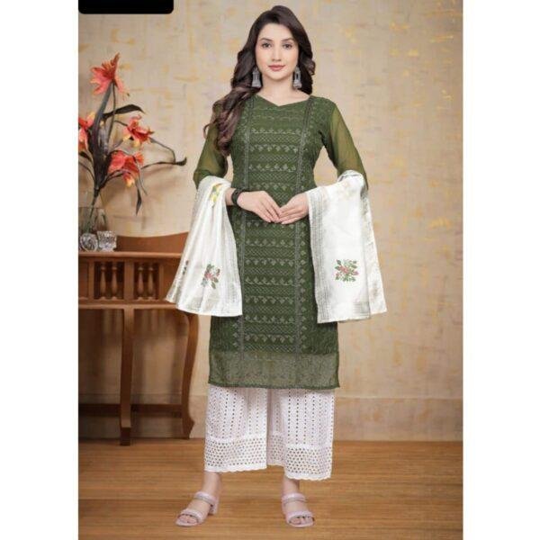 Premium Gorgete Top with beautiful chikankari - Image 2