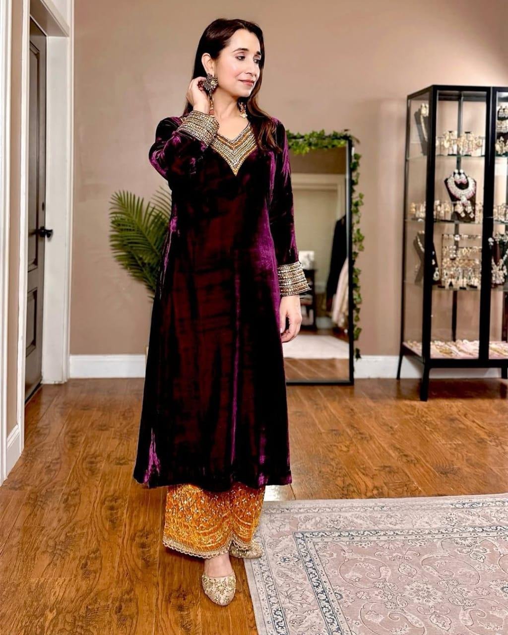Premium Velvet Winter 3-Piece Palazzo Set |
